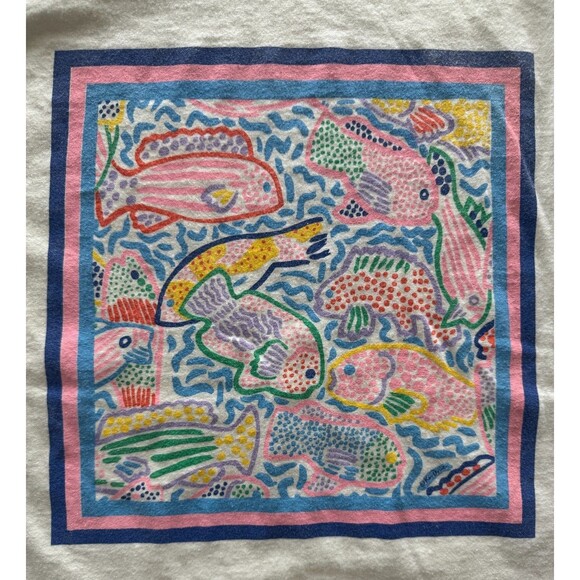 Ken Done Art to Wear T-Shirt Large White Unisex Adult Fish Tropical Shoulder Pad - Picture 3 of 7